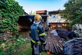 Rescue workers eliminate the consequences of the Russian occupiers' attacks on the private sector in Kharkiv