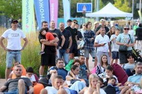 Spectators watch the match of the group stage of the 2024 Olympic Games between the national teams of Ukraine and Morocco in the Olympic fan zone