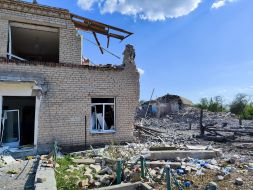 The building of the infectious disease hospital in the city of Myrnograd was destroyed as a result of the FAB-500 aerial bomb attack