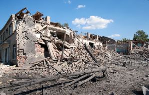 The building of the infectious disease hospital in the city of Myrnograd was destroyed as a result of the FAB-500 aerial bomb attack