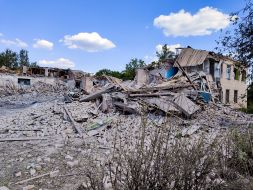 The building of the infectious disease hospital in the city of Myrnograd was destroyed as a result of the FAB-500 aerial bomb attack