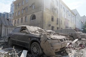 Cars damaged after shelling