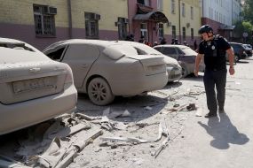 Cars damaged after shelling