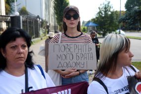 Participants of the reminder action in support of civilians, prisoners of war, dead and missing "When will we see them?" near the Russian Embassy in Kyiv