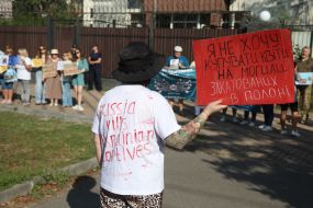 Participants of the reminder action in support of civilians, prisoners of war, dead and missing "When will we see them?" near the Russian Embassy in Kyiv