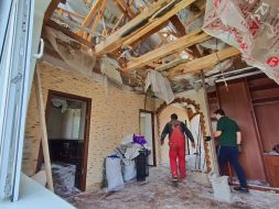 Consequences of a night rocket attack in the Brovary  district