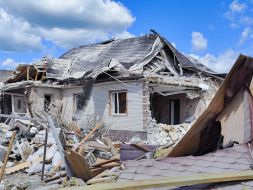 Consequences of a night rocket attack in the Brovary  district