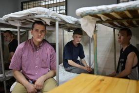 Russian prisoners of war in a cell in one of the Ukrainian prisons