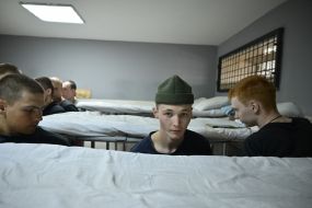 Russian prisoners of war in a cell in one of the Ukrainian prisons