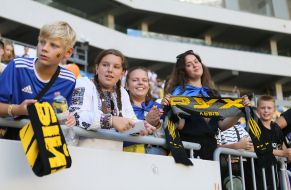 Fans in the stands during the match