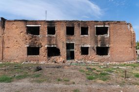 A building destroyed by Russian shelling