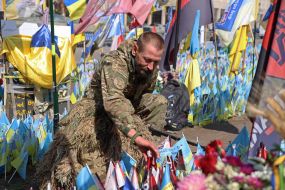 Flags of Ukraine in memory of fallen defenders of Ukraine
