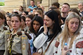 Farewell to the dead Yevgenia Bazylevych and her three daughters in Lviv