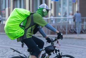 Courier delivery service on a bicycle