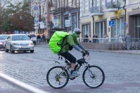 Courier delivery service on a bicycle