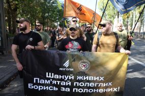 Participants of the solemn procession to the Day of Defenders of Ukraine "Honoring Heroes" in Kyiv