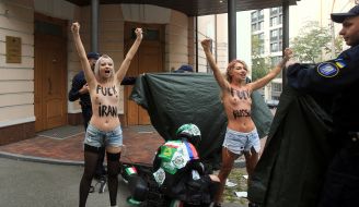 Femen activists staged an action near the Iranian embassy