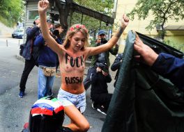 Femen activists staged an action near the Iranian embassy