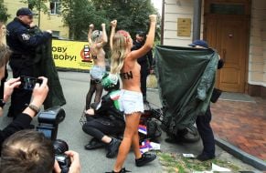 Femen activists staged an action near the Iranian embassy