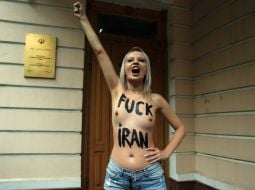 Femen activists staged an action near the Iranian embassy