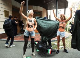 Femen activists staged an action near the Iranian embassy