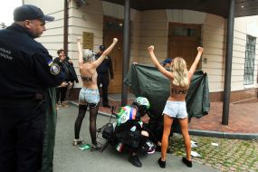 Femen activists staged an action near the Iranian embassy