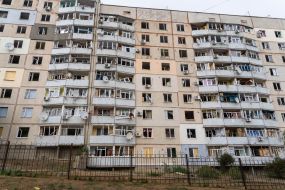 A building in Kupyansk damaged as a result of Russian shelling