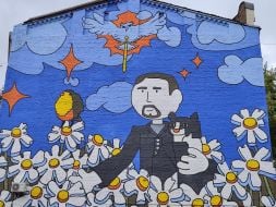 Мурал із зображенням начальника Головного управління розвідки Кирила Буданова на Подолі  У Києві