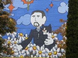 Мурал із зображенням начальника Головного управління розвідки Кирила Буданова на Подолі  У Києві