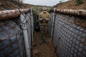 Military personnel of the "Da Vinci Wolves" battalion operate the UAV