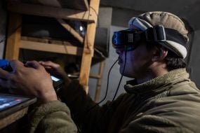 Military personnel of the "Da Vinci Wolves" battalion operate the UAV