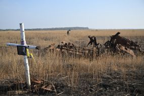 Grave of a Ukrainian soldier in the Kharkiv region