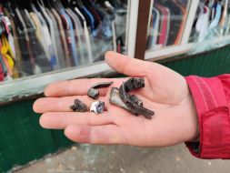 Debris of a downed drone in Kyiv