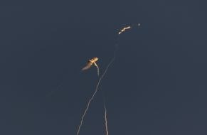 Air defense forces shoot down missiles in the sky over Kyiv