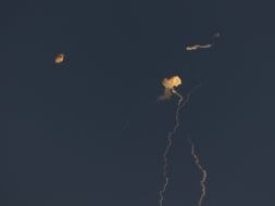 Air defense forces shoot down missiles in the sky over Kyiv