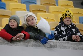 Boys cheering in the stands