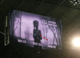 Sculpture "Bitter Memory of Childhood" on the scoreboard