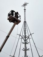 Installation of New Year tree on Sofia Square