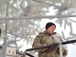 Installation of New Year tree on Sofia Square