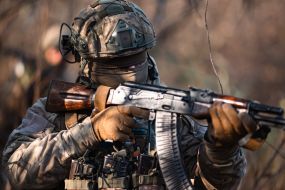 Military personnel train in covert movement skills