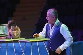 Trainer with cat