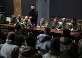 Press conference of the  Russian Volunteer Corps