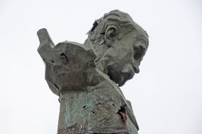The shot down monument to Taras Shevchenko in Borodyanka