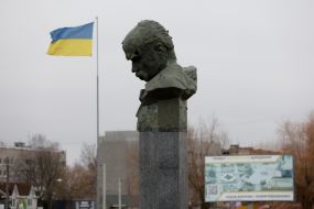 The shot down monument to Taras Shevchenko in Borodyanka