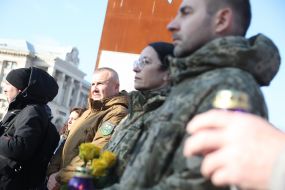 Чин прощання з воїном і телеоператором Русланом Ганущаком на Майдані Незалежності в Києві