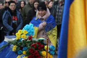 Чин прощання з воїном і телеоператором Русланом Ганущаком на Майдані Незалежності в Києві