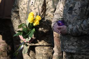 Церемония прощания с воином и телеоператором Русланом Ганущаком на Майдане Незалежности в Киеве