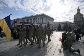 Farewell ceremony for the 19th Pole Philip Antosyak on Maidan Nezalezhnosti in Kiev