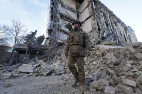 Consequences of a ballistic missile strike on the central part of the city of Izyum