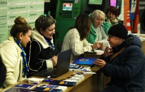 HR specialists tell interested parties about current vacancies